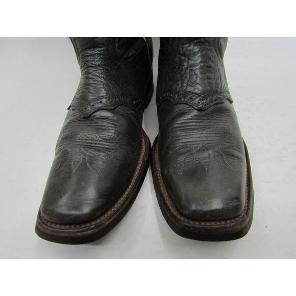 El General Mens 9 D Black Leather Buckaroo Stockman Cowboy Western Boots main image 6